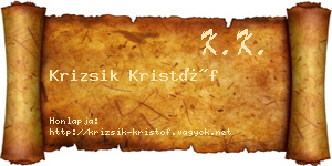 Krizsik Kristóf névjegykártya
